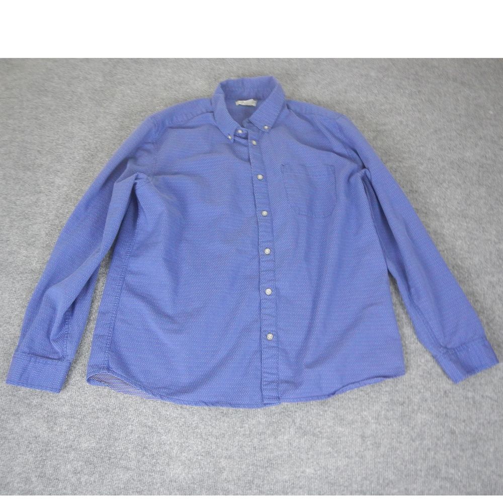 Carbon2Cobalt‎  Button Down Shirt Size Large Blue Polka Dot Cotton Casual